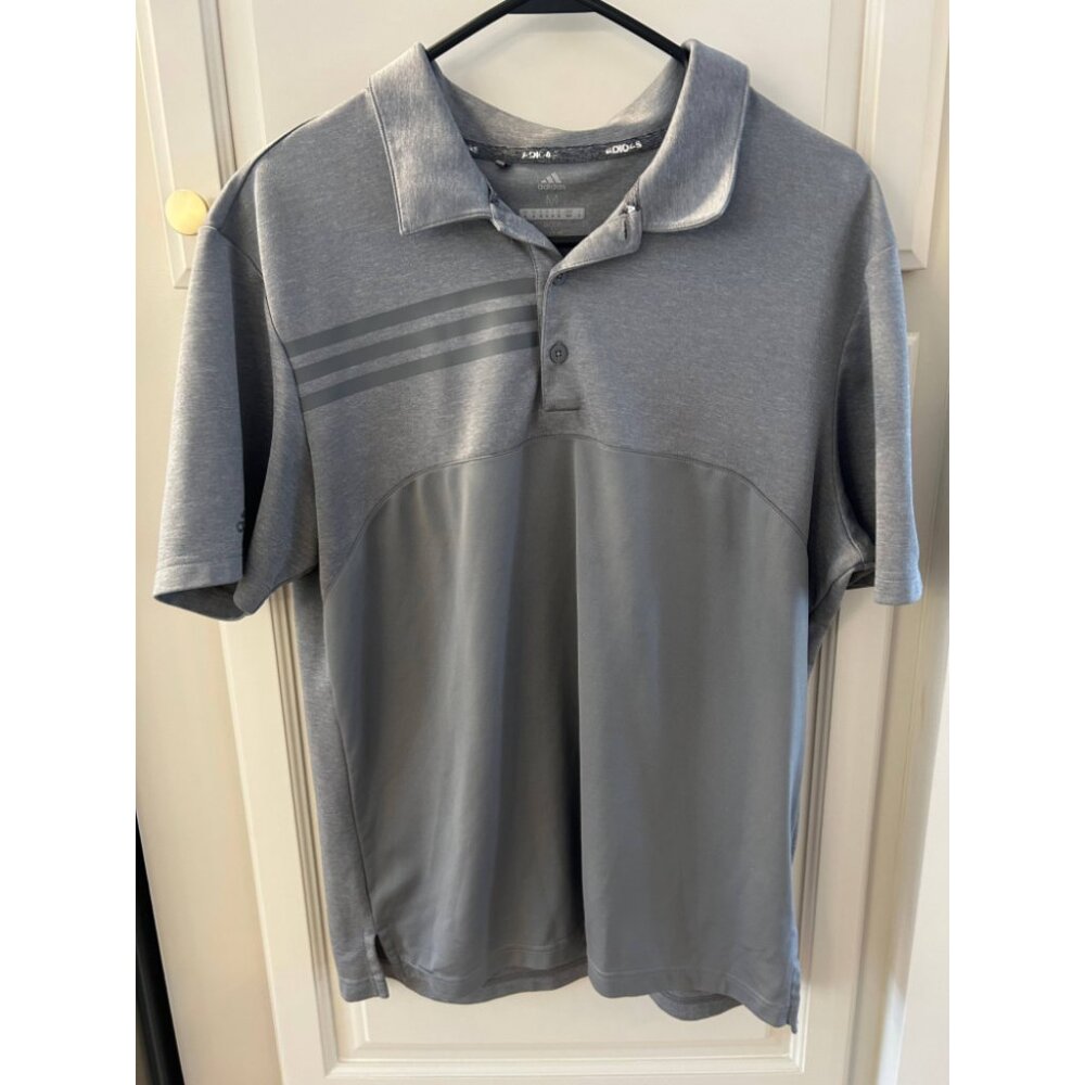 Adidas Golf Polo Shirt Men's Medium Gray Short Sleeve Performance Fit